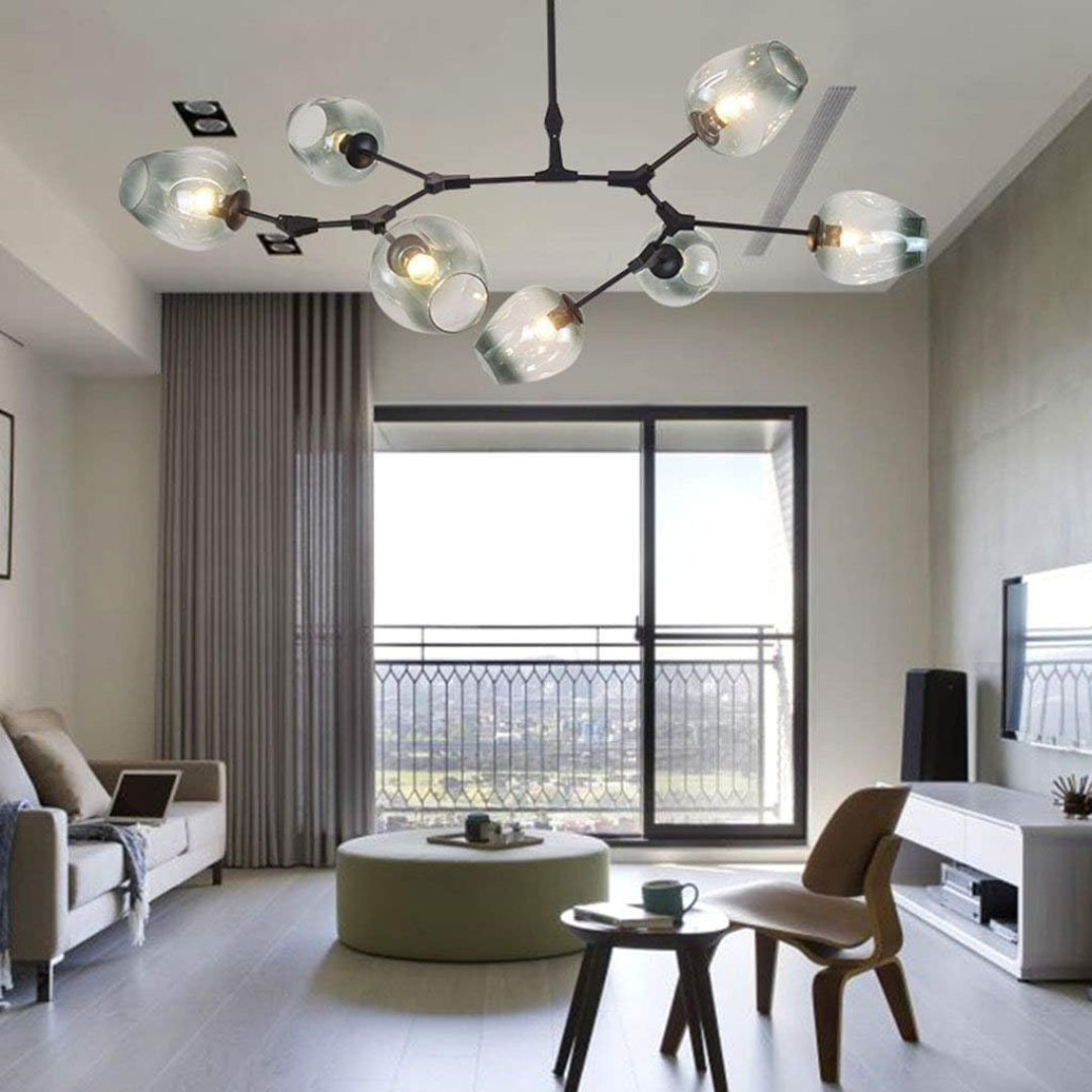 Lustre Sky ajustable en noir en verre fumé - Light Deco
