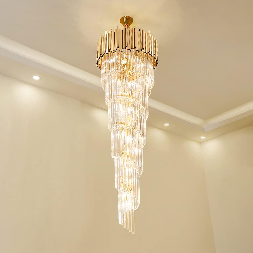 Lustre Magistral double hauteur en verre cristallin - Light Deco