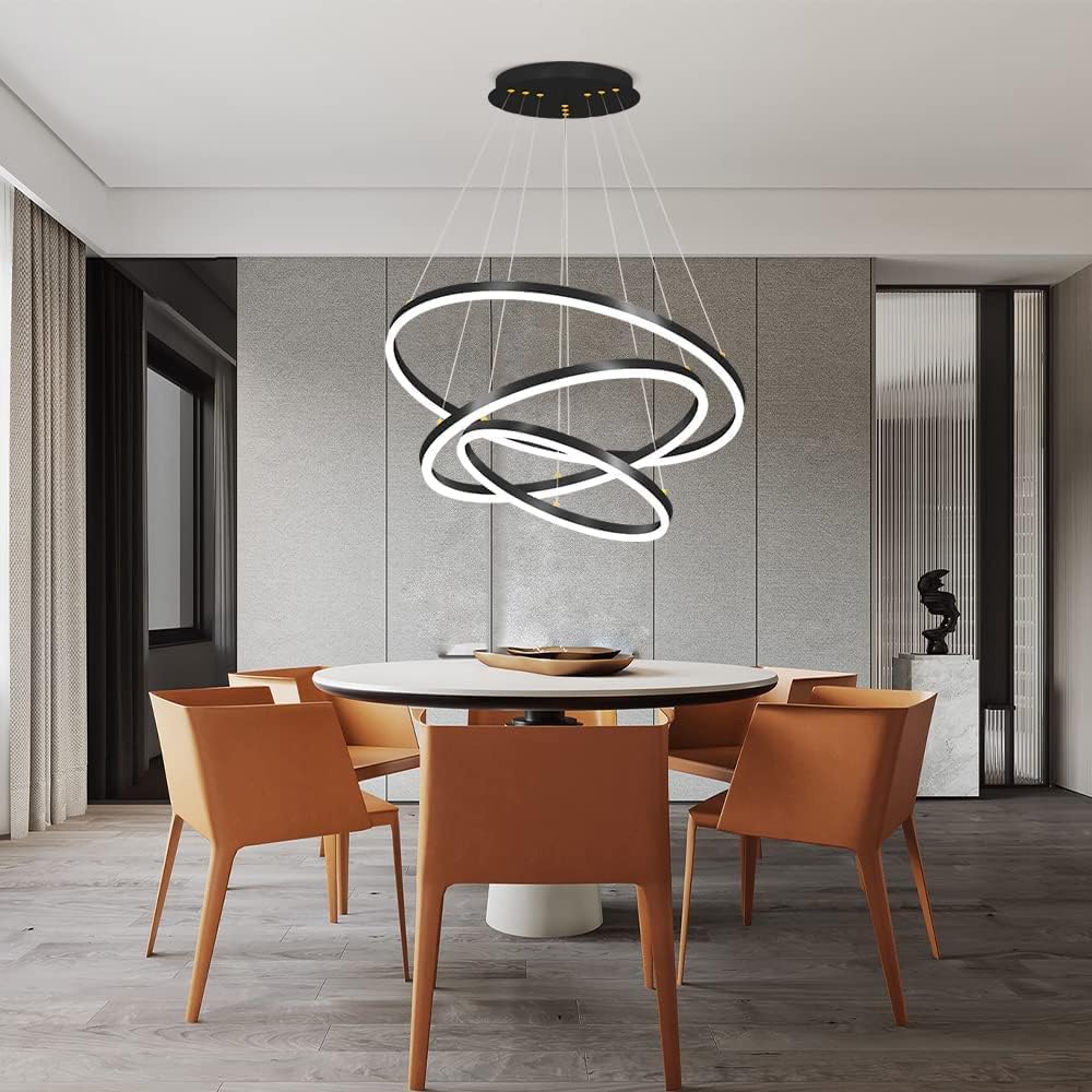 Lustre Royal 3 cercles en noir 60cm en Acrylique - Light Deco