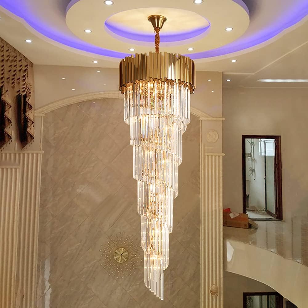 Lustre Magistral double hauteur en verre cristallin - Light Deco