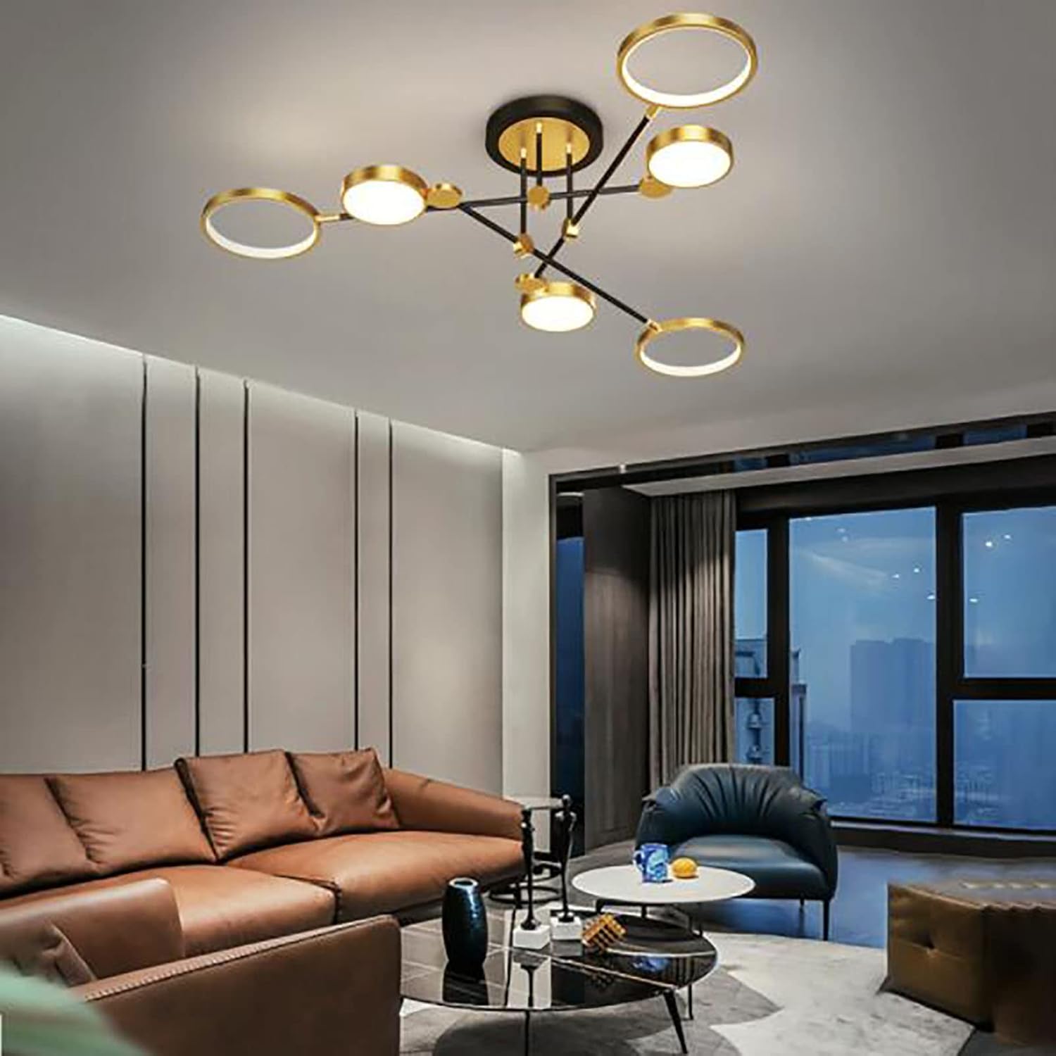 Plafonnier à 6 lampes Led au style moderne contemporain