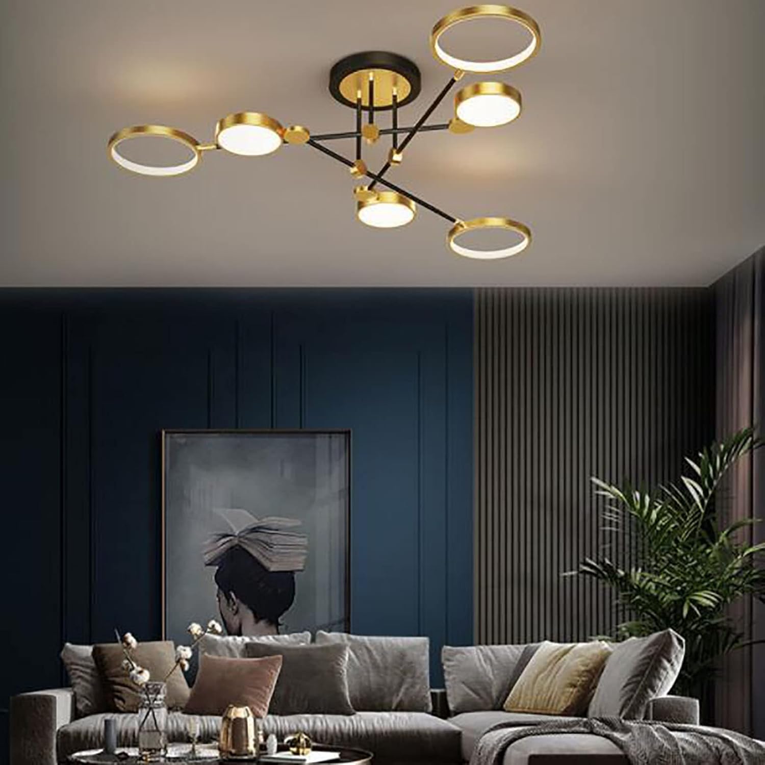 Plafonnier à 6 lampes Led au style moderne contemporain
