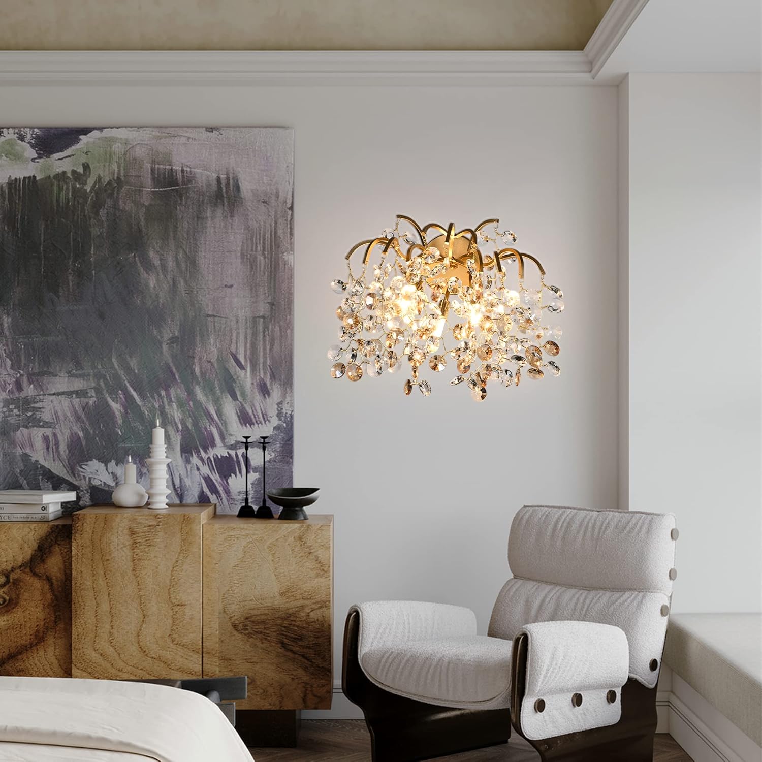 Applique murale traditionnelle en verre cristallin champagne - Light Deco