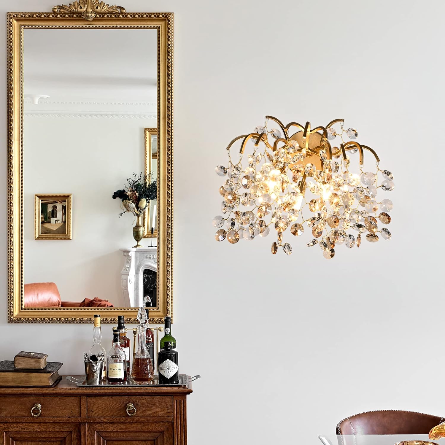 Applique murale traditionnelle en verre cristallin champagne - Light Deco