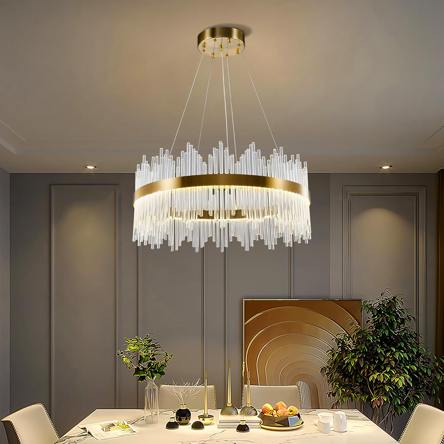 Lustre Eva ronde au design moderne contemporain