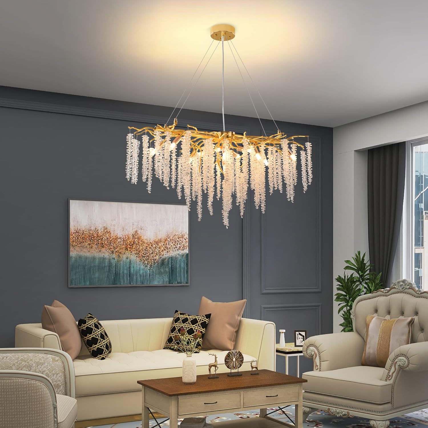 Lustre traditionnel Diams en verre cristallin pour salon marocain