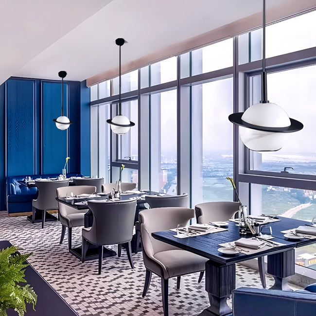 Suspension Saturne Dark silver en marbre naturel