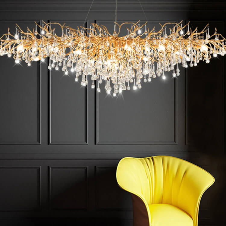 Lustre traditionnel 160cm en doré et verre pour salon marocain - Light Deco