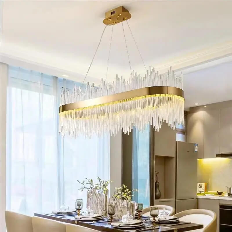 Lustre traditionnel Eva 80cm Ovale en doré - Light Deco