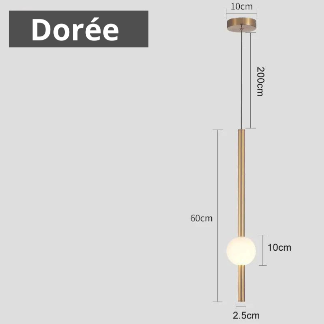 Suspension Luminaire Longiligne Doré avec motif blanc Maroc - Light Deco