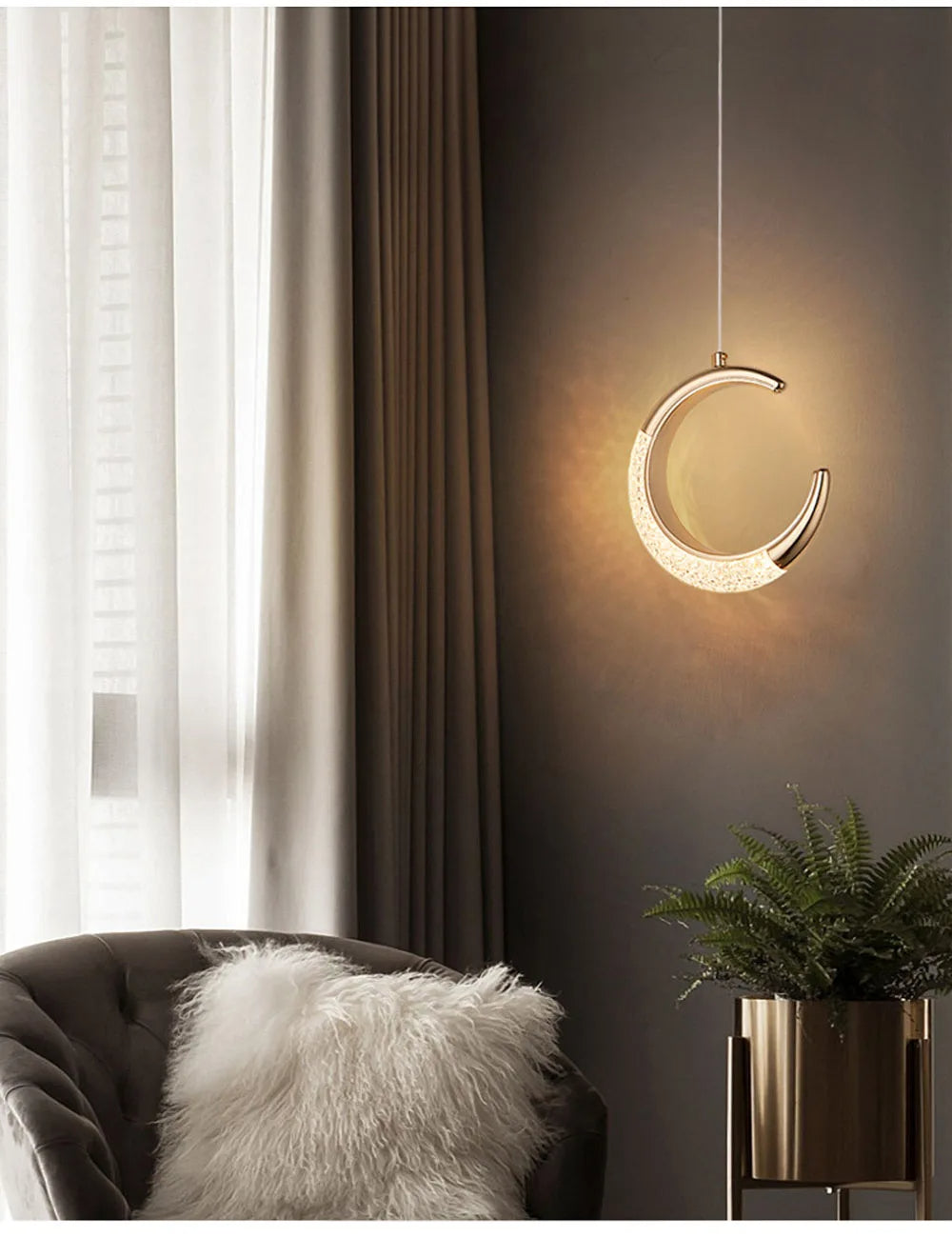 Suspension Croissant & Lune Rose Gold - Light Deco