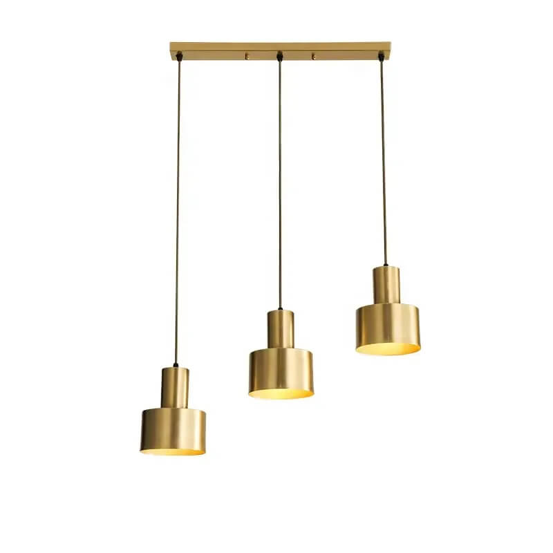 Trois Suspension Tulipe en dorée avec support long - Light Deco