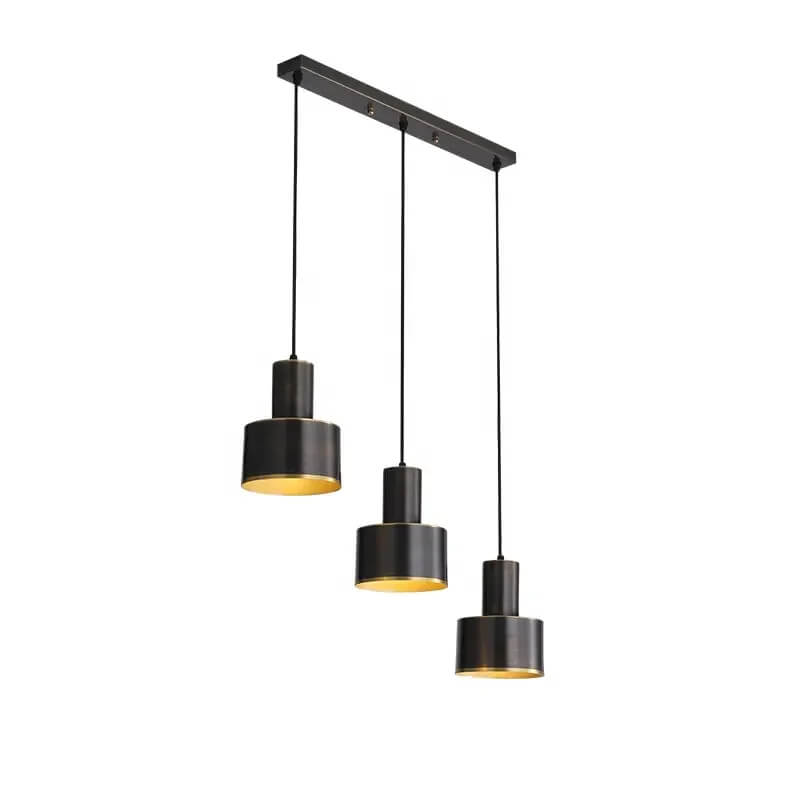 Trois Suspension Tulipe en noire avec support long - Light Deco