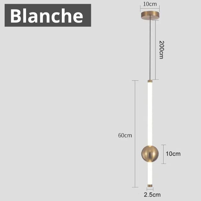 Suspension Luminaire Longiligne Doré avec motif blanc Maroc - Light Deco