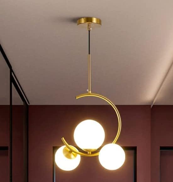 Suspension Scarlett en dorée et 3 boules blanches - Light Deco