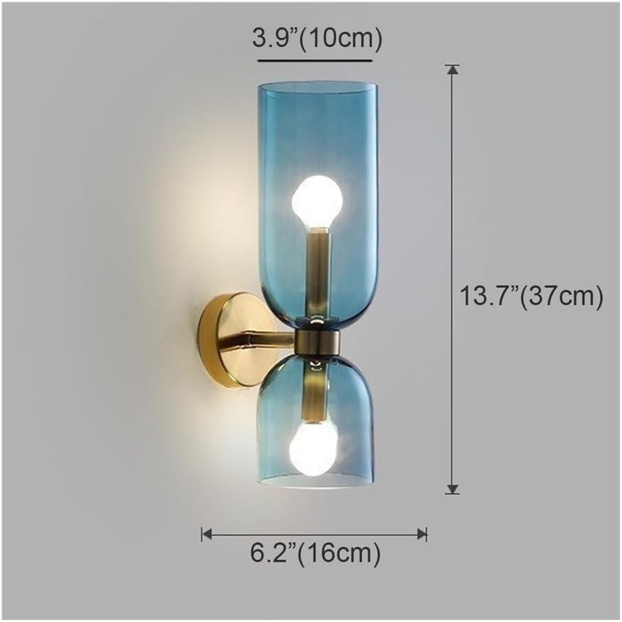 Applique murale en verre bleuté à éclairage bidirectionnel