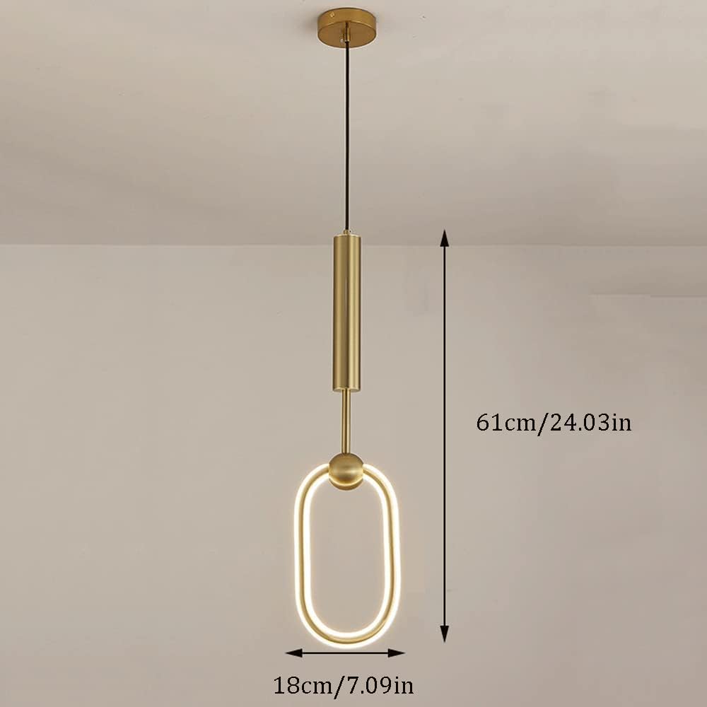 Suspension Ovale double éclairage et support doré - Light Deco