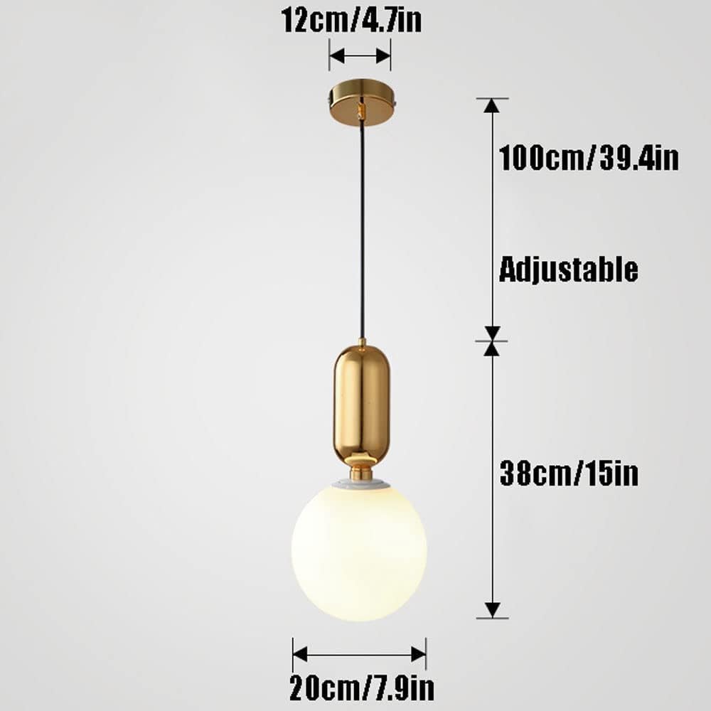 Suspension Luminaire Calcite dorée avec boule blanche Maroc - Light Deco