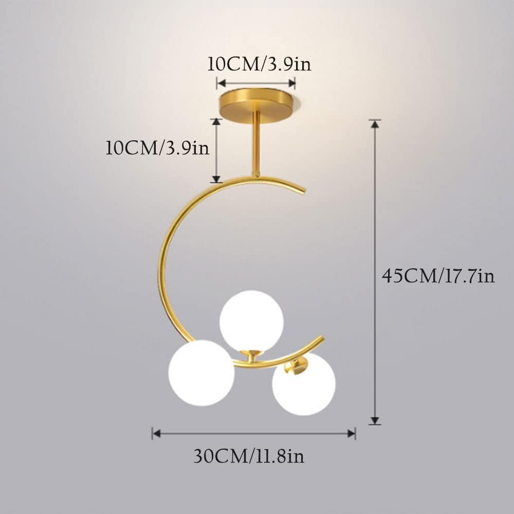 Suspension Scarlett en dorée et 3 boules blanches - Light Deco