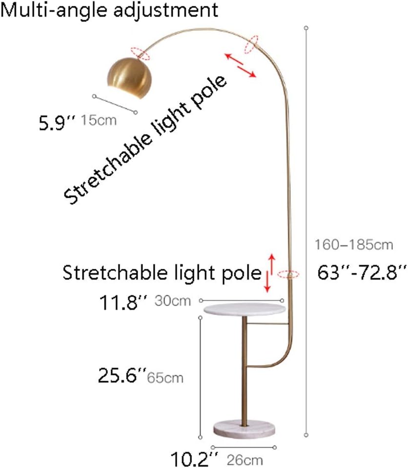 Lampadaire de luxe incurvé en doré et socle en marbre - Light Deco