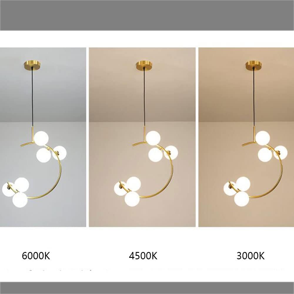 Suspension Scarlett en dorée et 6 boules blanches - Light Deco