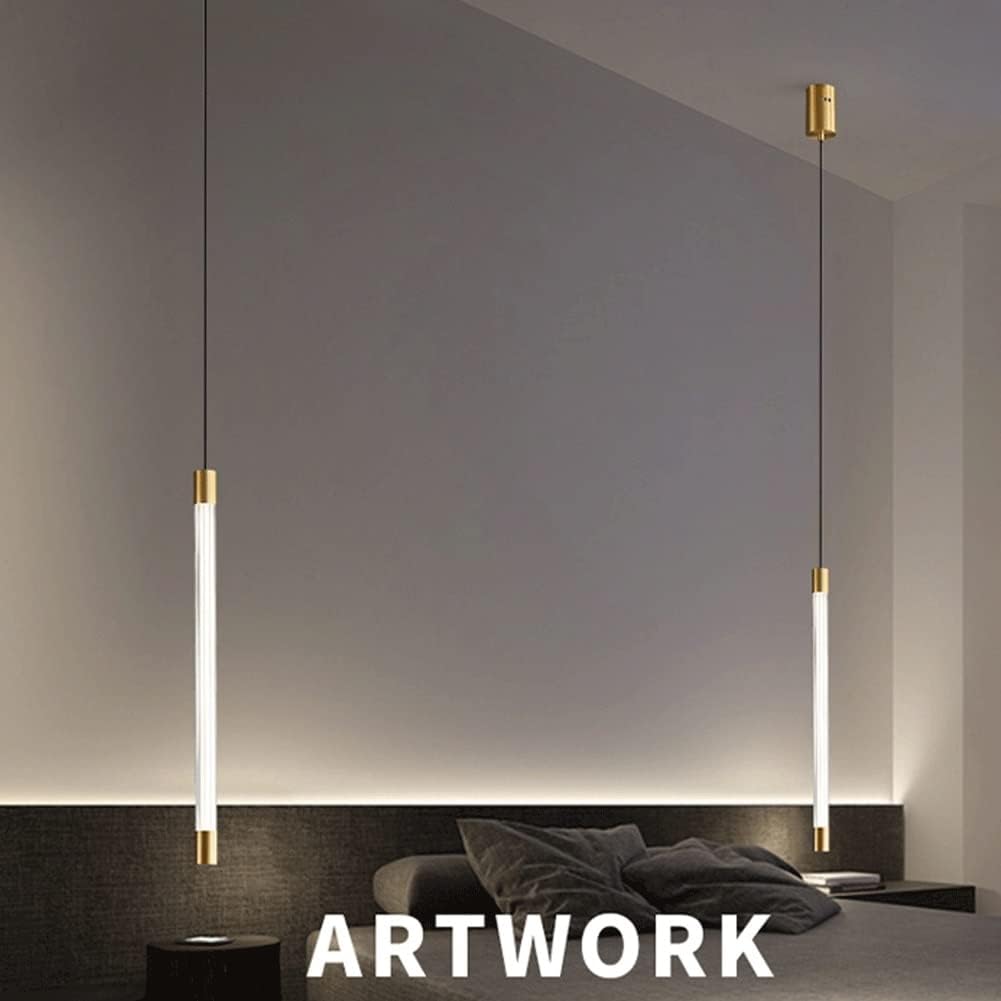 Suspension Whitney simple longiligne blanche et motif doré - Light Deco