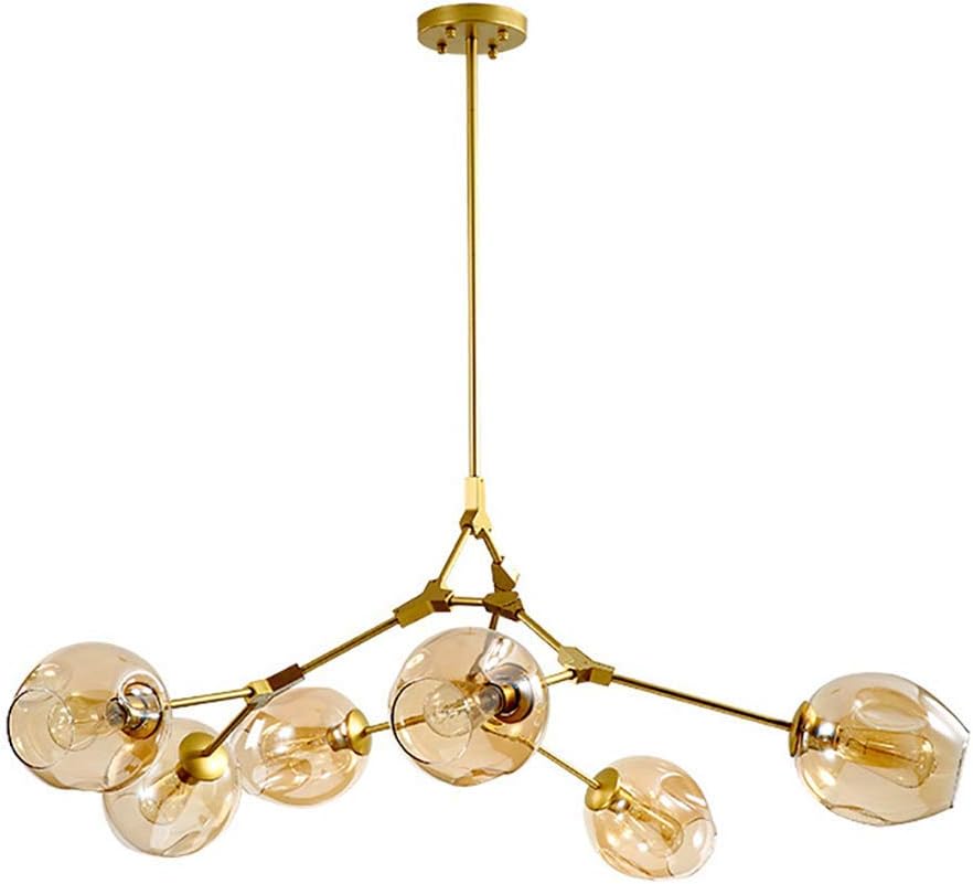 Lustre Sky ajustable en doré à 6 globes en verre