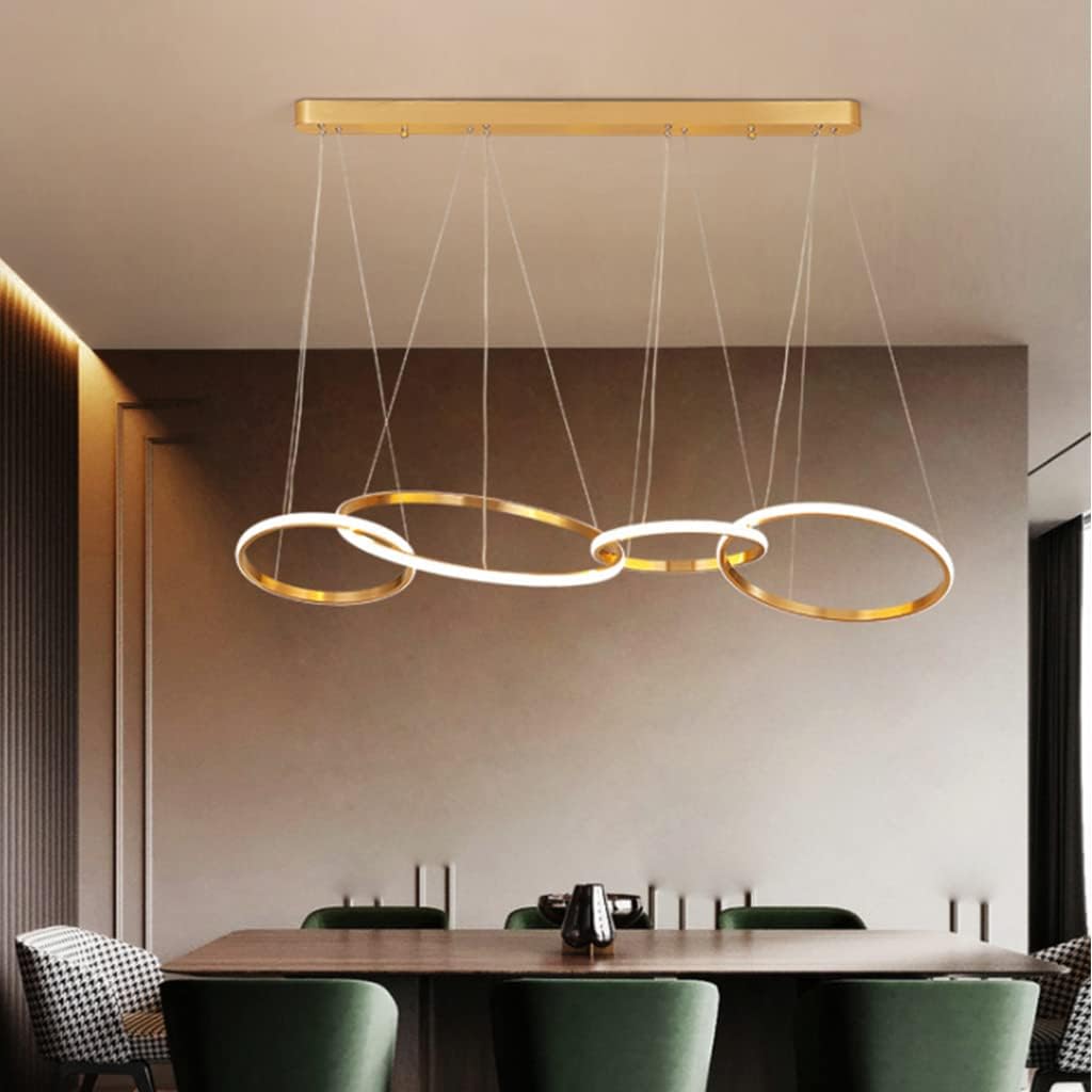 Lustre Active longiligne 4 cercles en doré - Light Deco