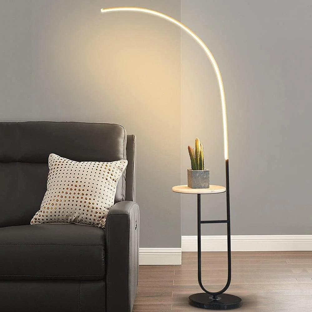 Lampadaire Sélian à LED incurvé avec support en marbre