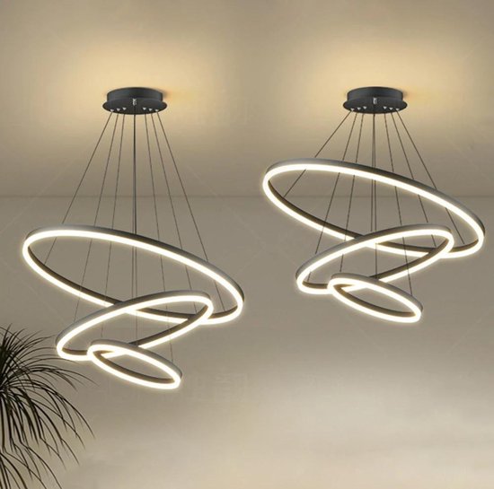 Lustre Royal 3 cercles en noir 80cm - Light Deco