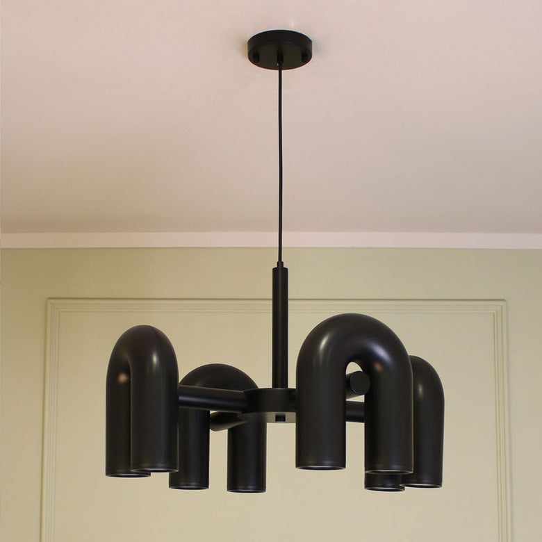 Lustre Cirkus 4 branches au design moderne architectural tubulaire