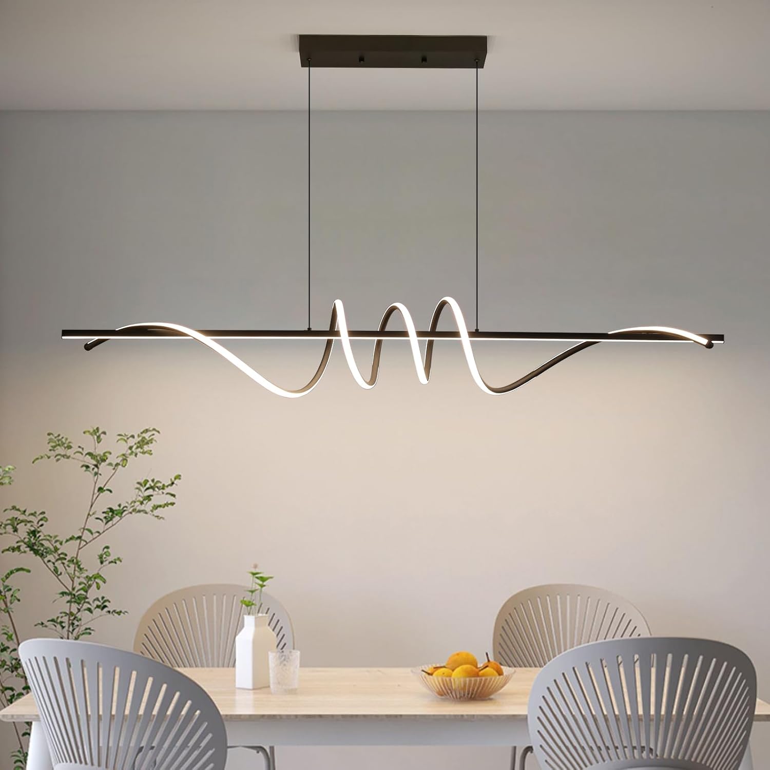 Lustre noir pour salle à manger ou bureau