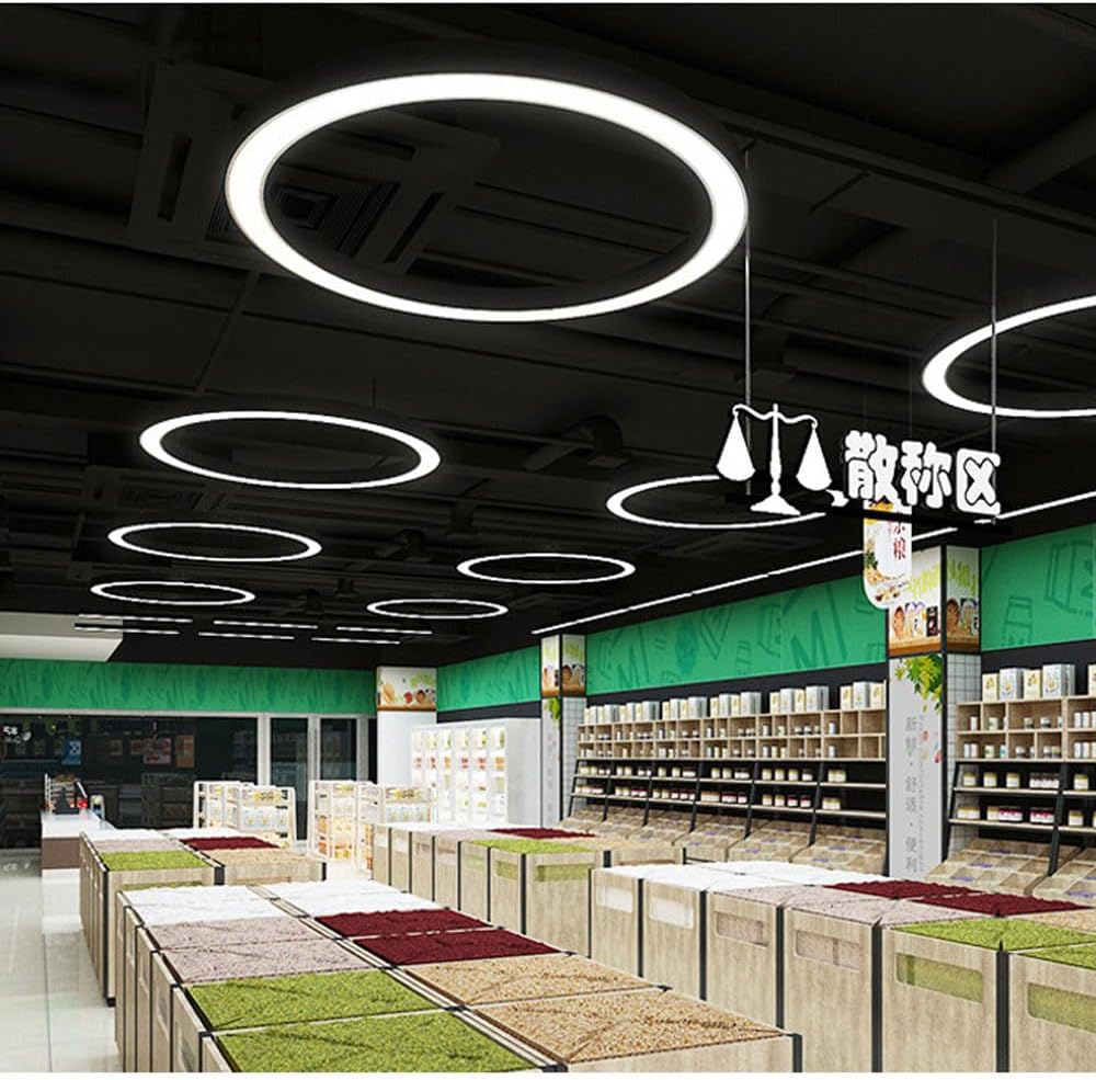 Suspension Cercle noir industriel moderne