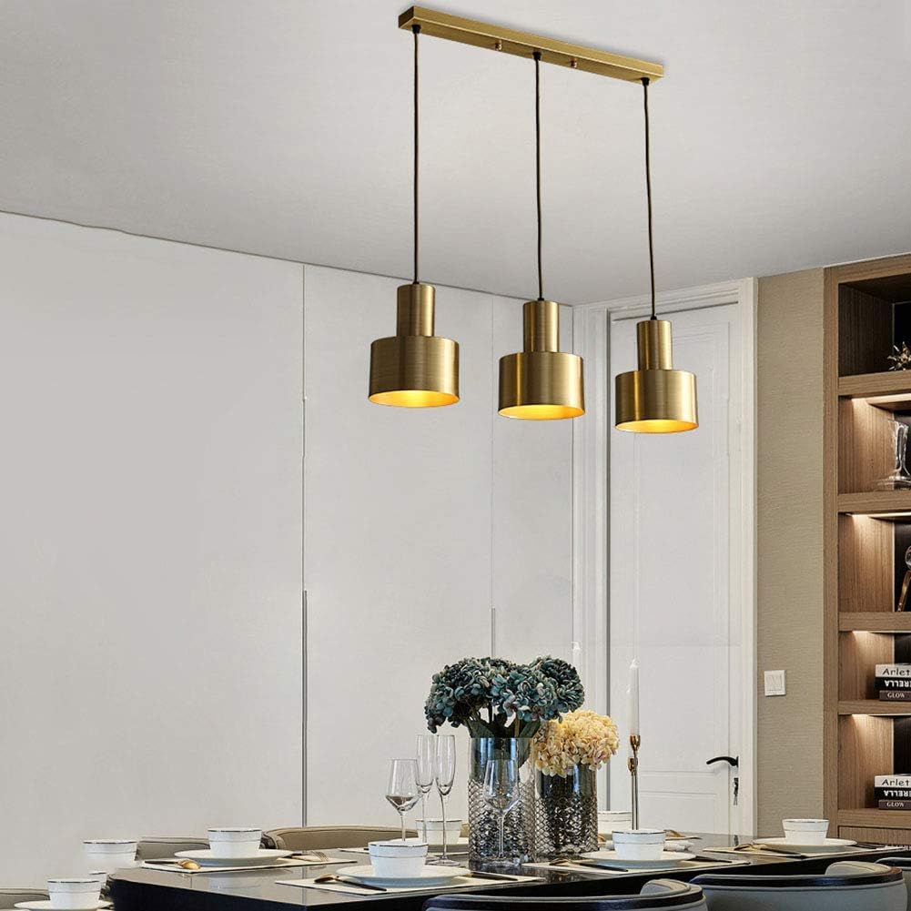 Suspension Tulipe triple en dorée avec support long