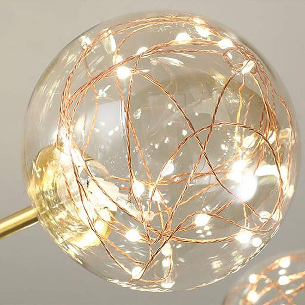 Plafonnier Enji en doré et 8 boules à guirlandes en verre transparent - Light Deco