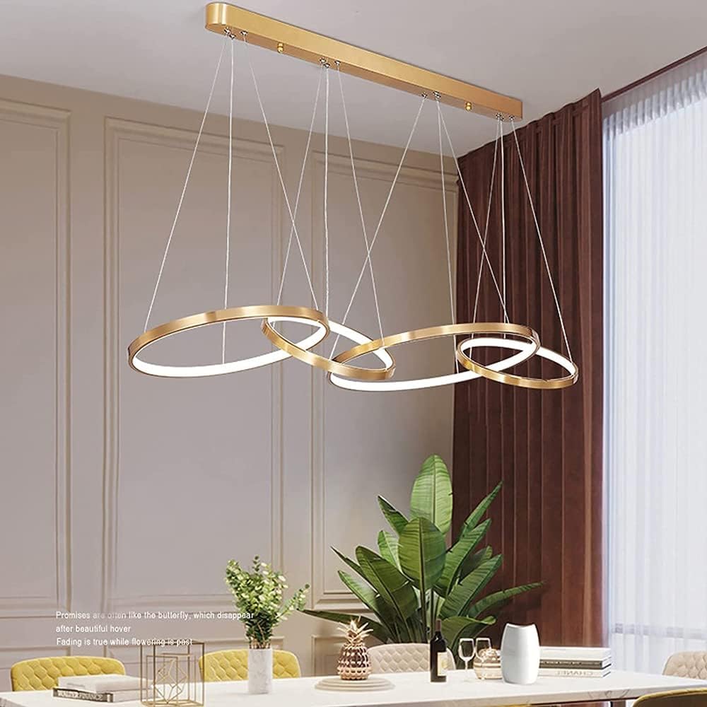 Lustre Active longiligne 4 cercles en doré - Light Deco