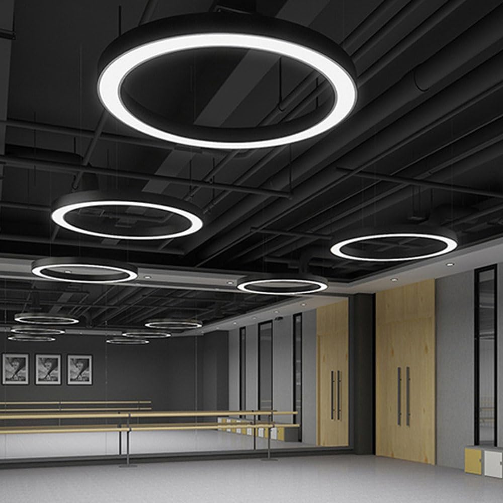 Suspension Cercle noir industriel moderne