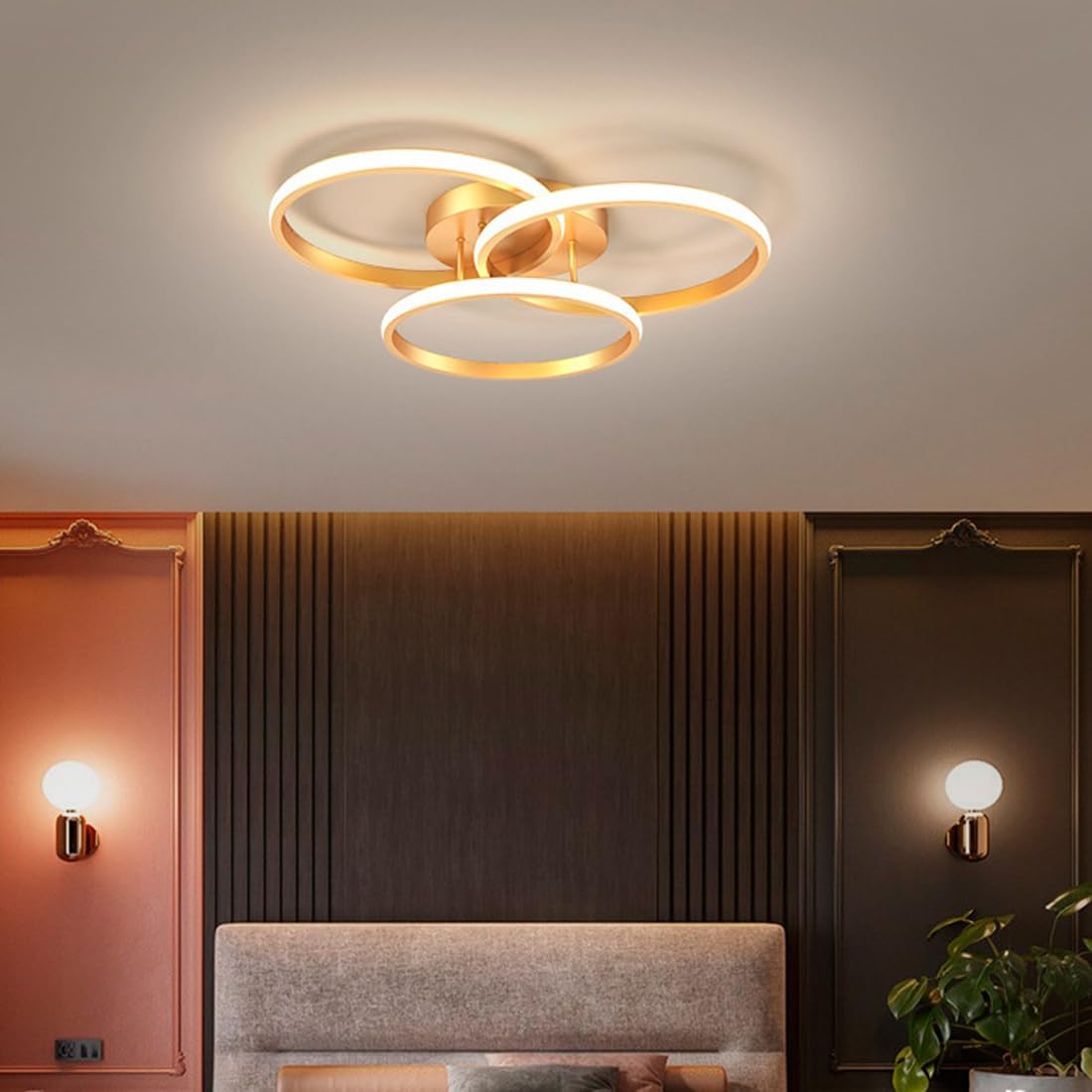 Plafonnier 3 Cercles en Rose Gold ou noir