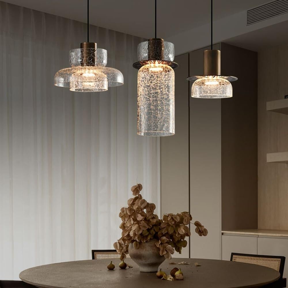 Pack de 3 suspensions en verre craquelé au design moderne
