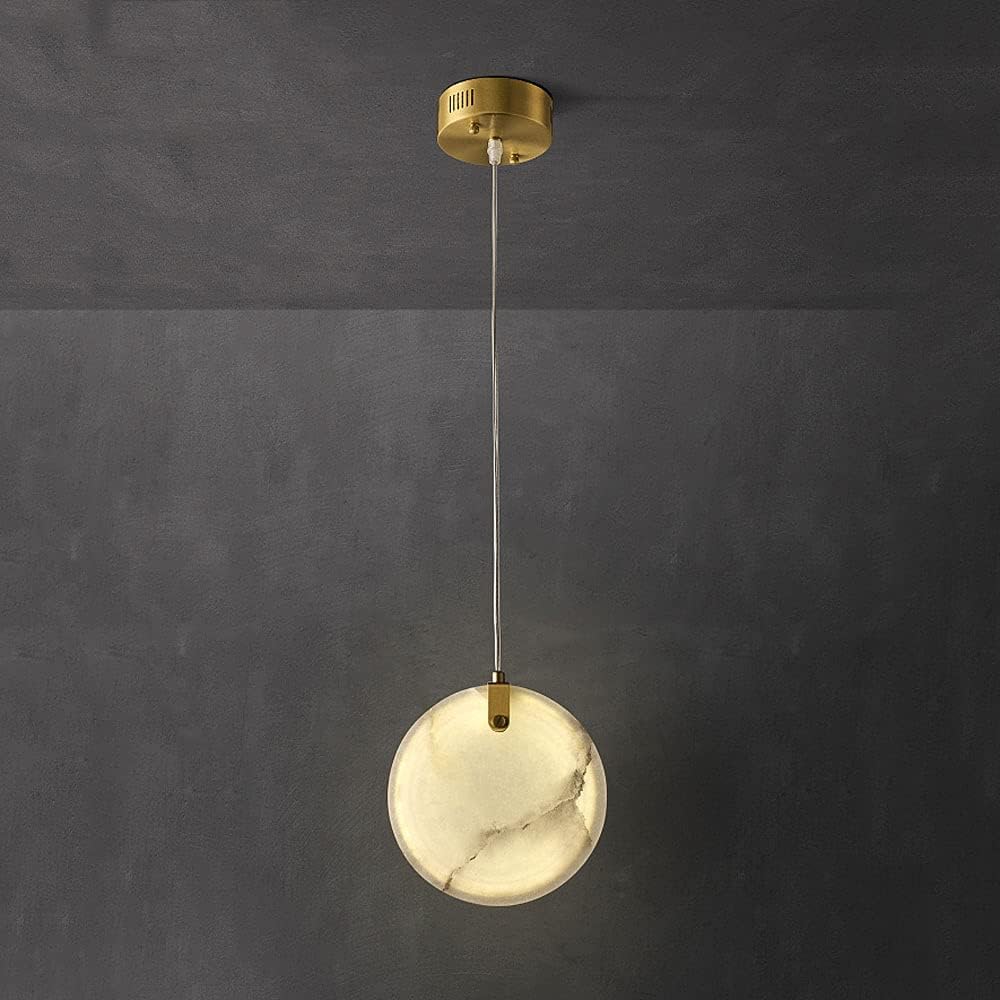 Suspension ronde à effet Marbre blanc - Light Deco