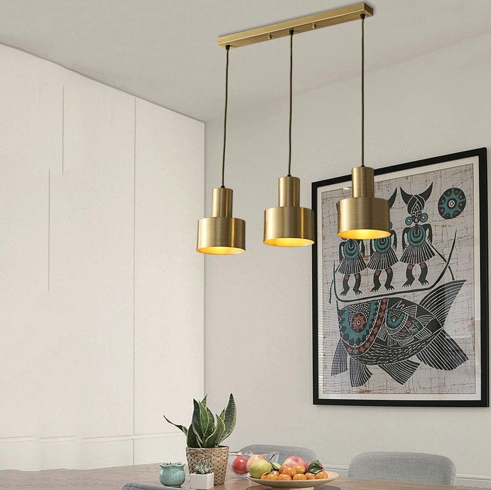 Suspension Tulipe triple en dorée avec support long