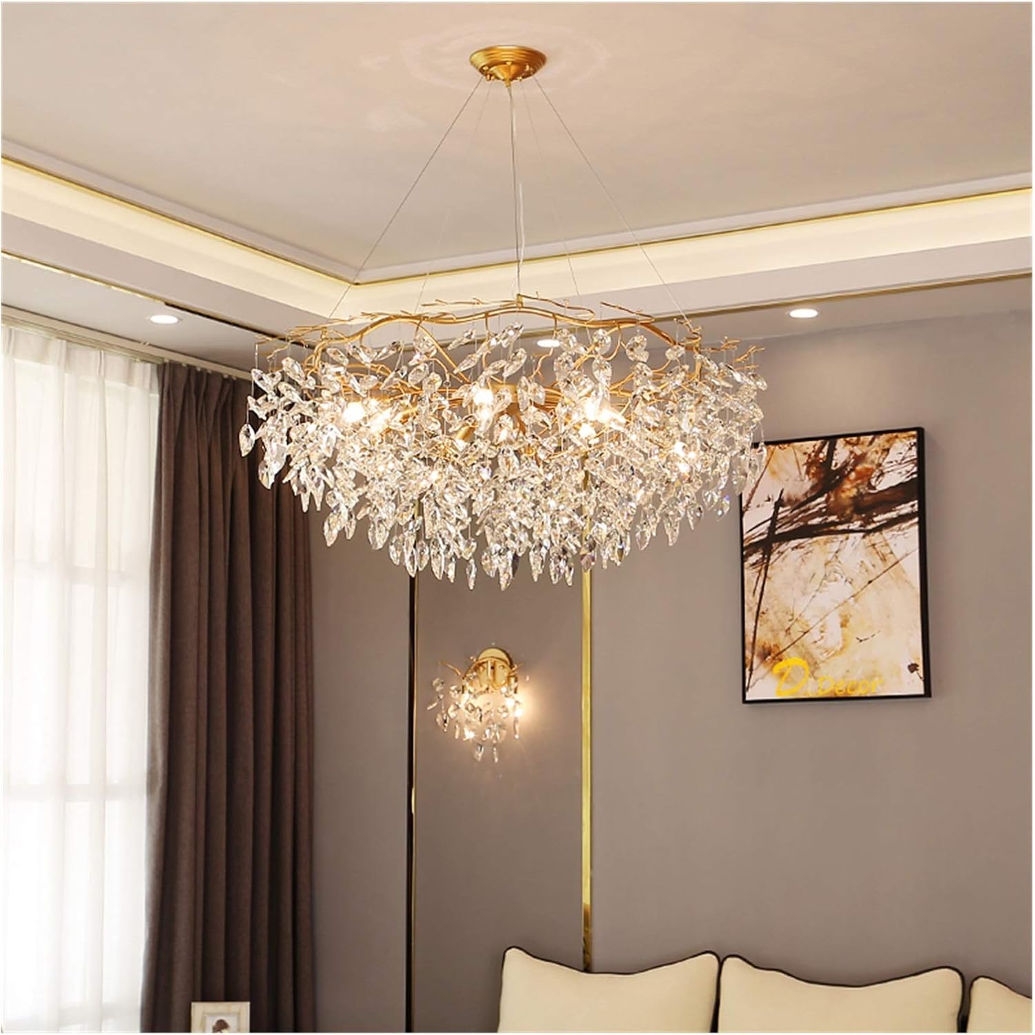 Lustre traditionnel Opale en verre cristallin pour salon marocain