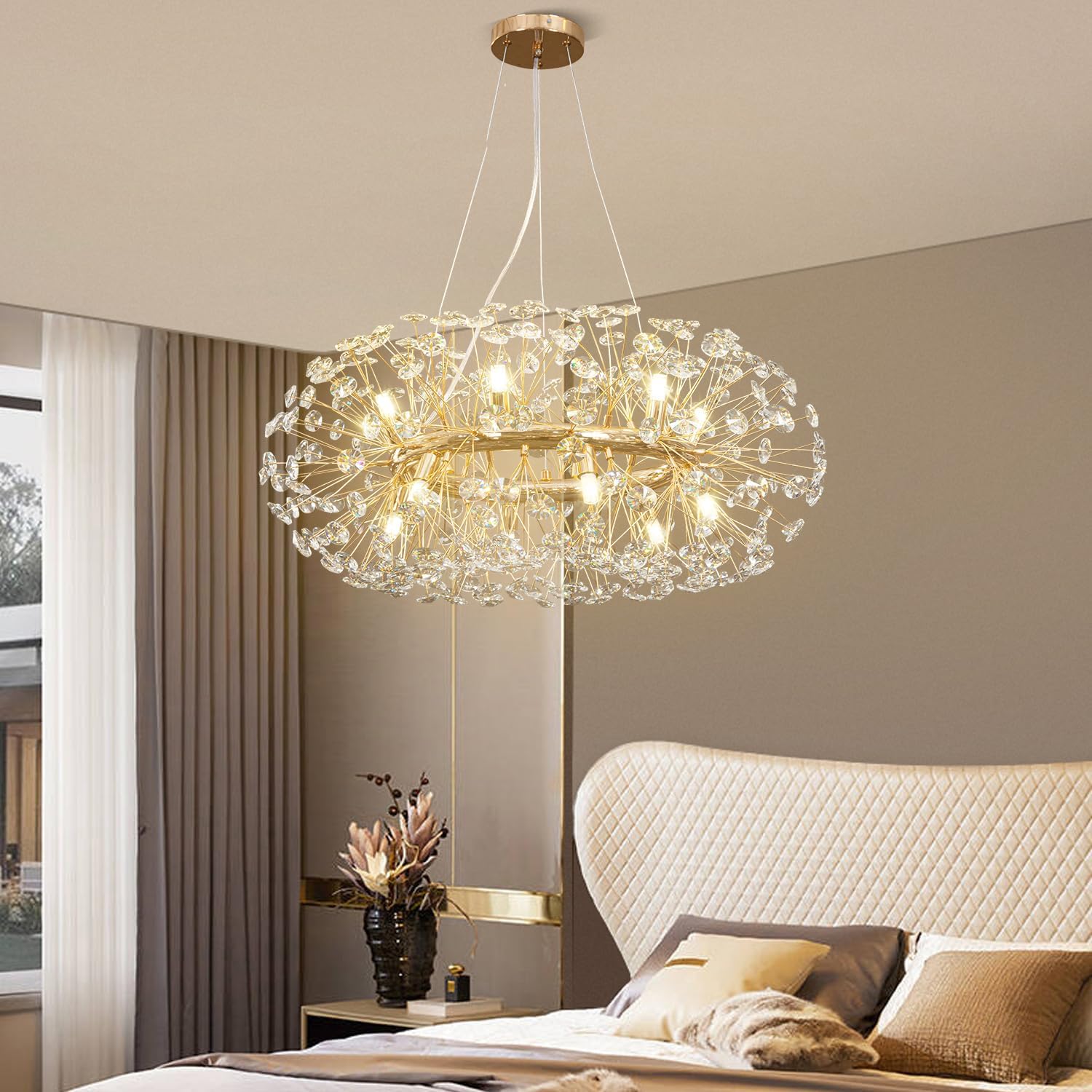 Lustre Safran à cristaux pour salon moderne