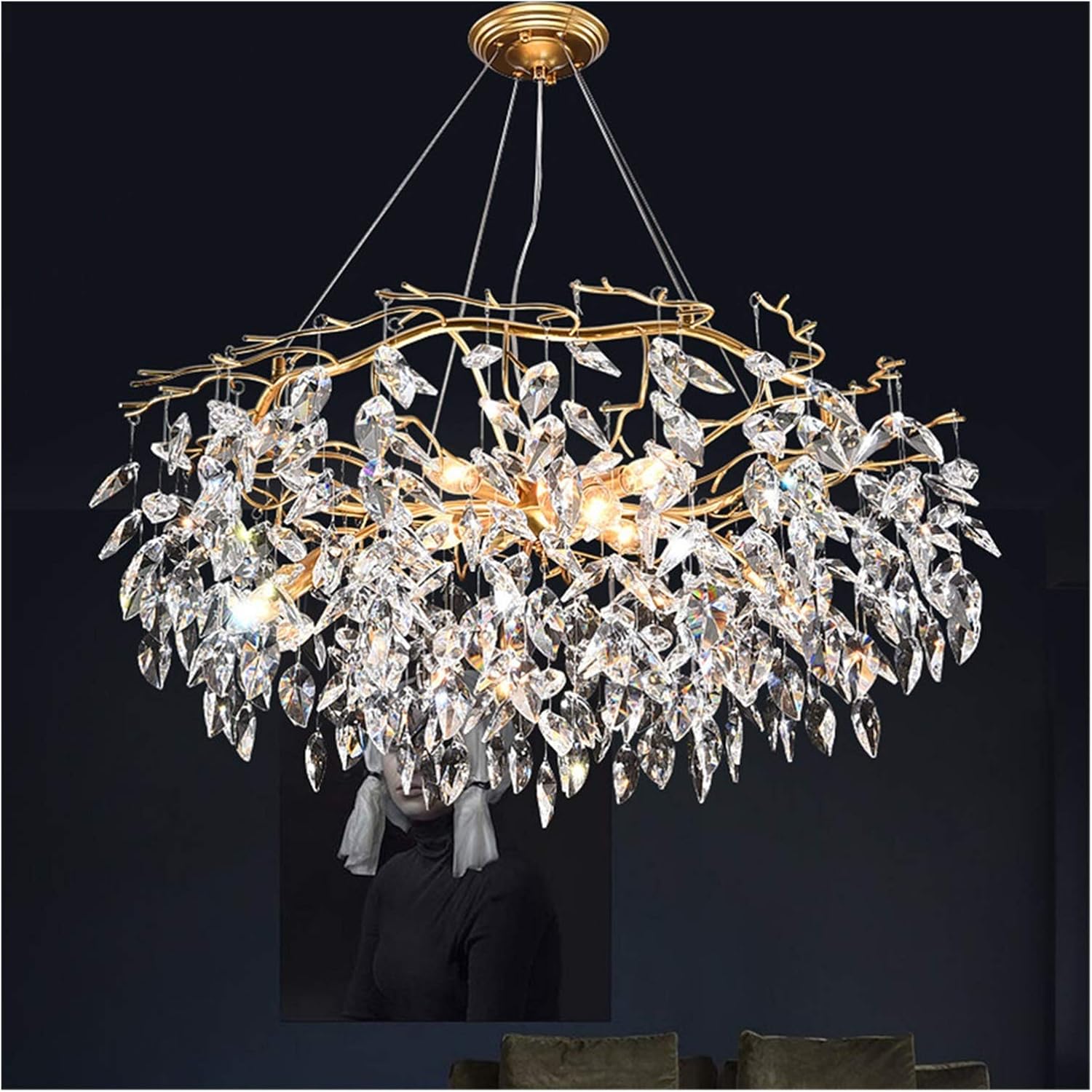 Lustre traditionnel Opale en verre cristallin pour salon marocain