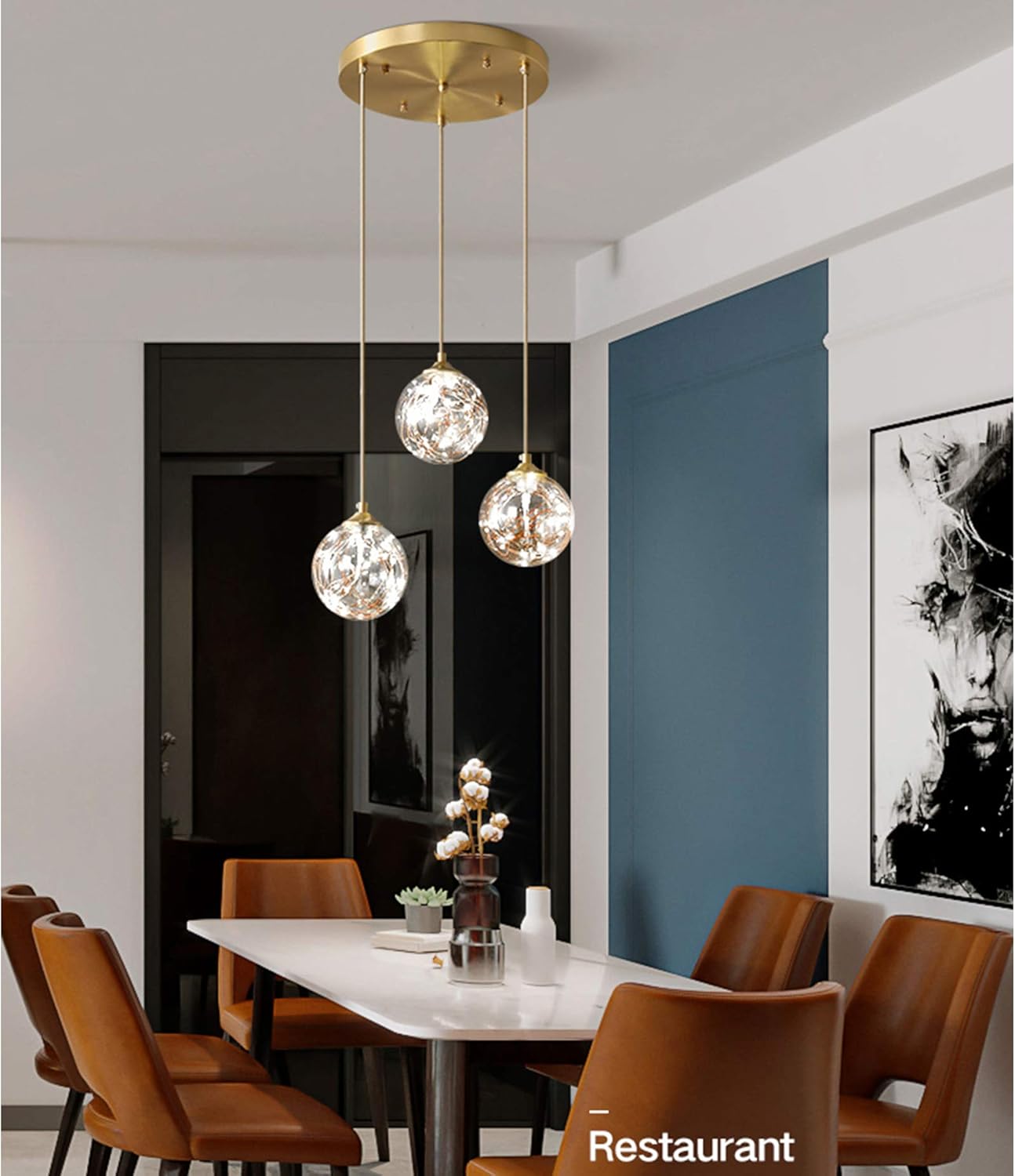 Suspension Luminaire Guirlande Triple avec support rond - Light Deco