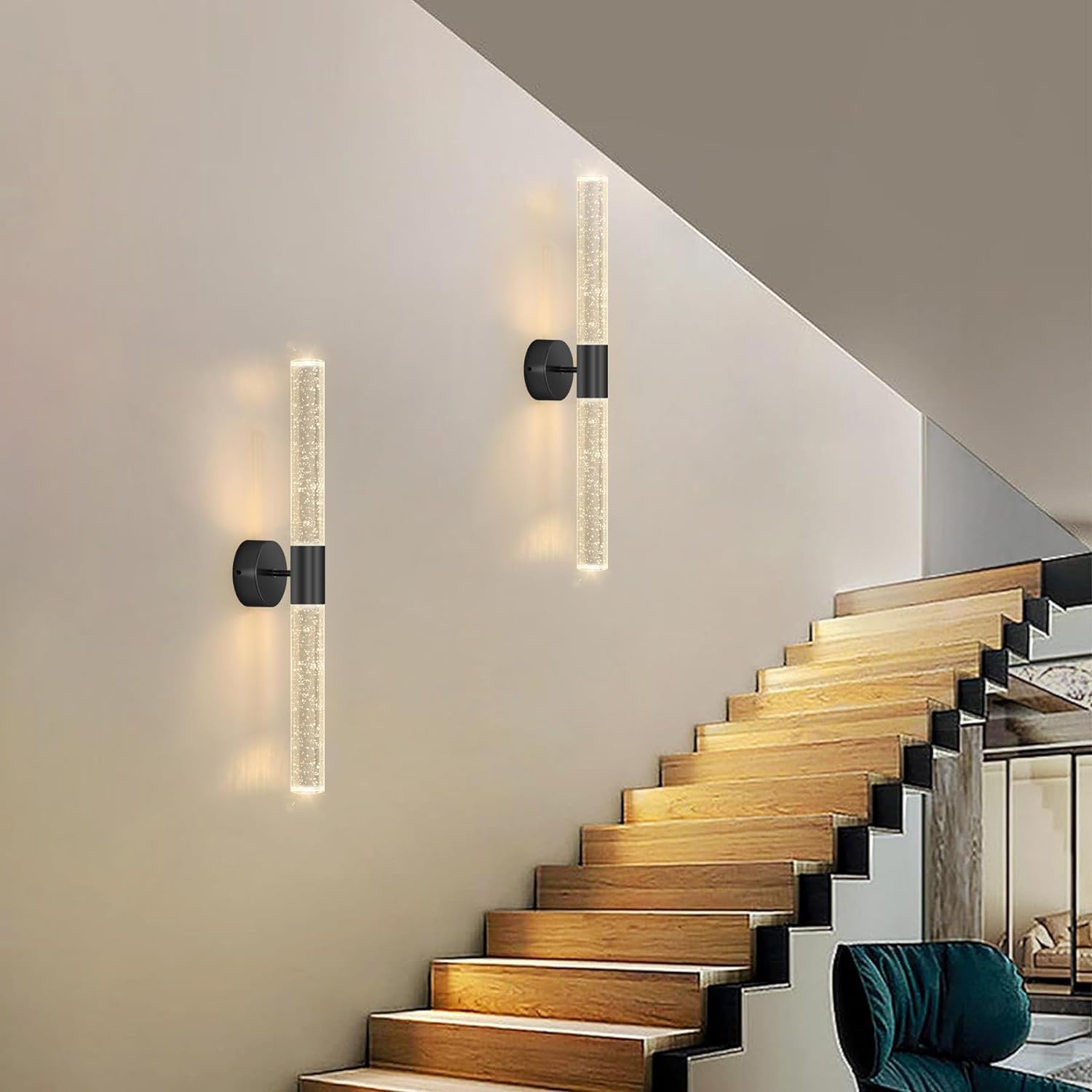 Applique murale noire et verre moucheté - Light Deco