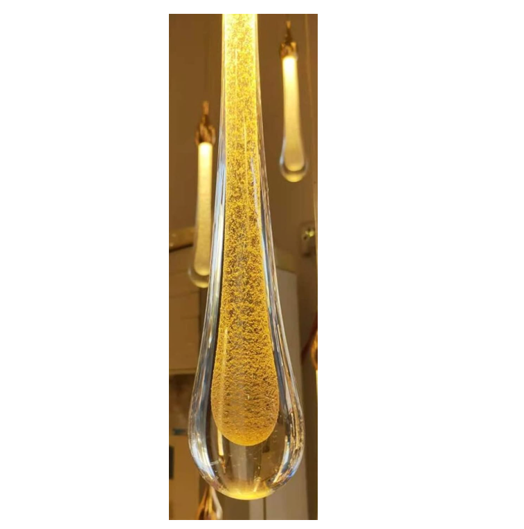 Lustre 13 suspensions goutte d'eau double hauteur en verre cristallin