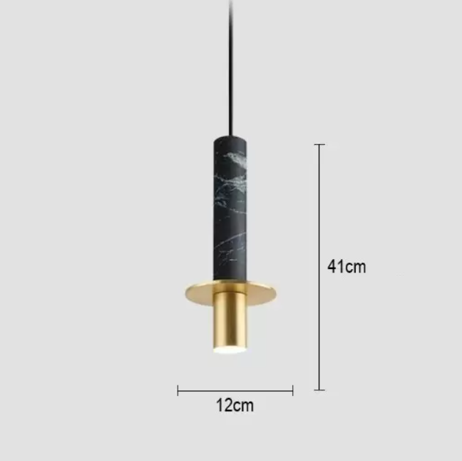 Suspension Chicky Noire en marbre naturel lisse