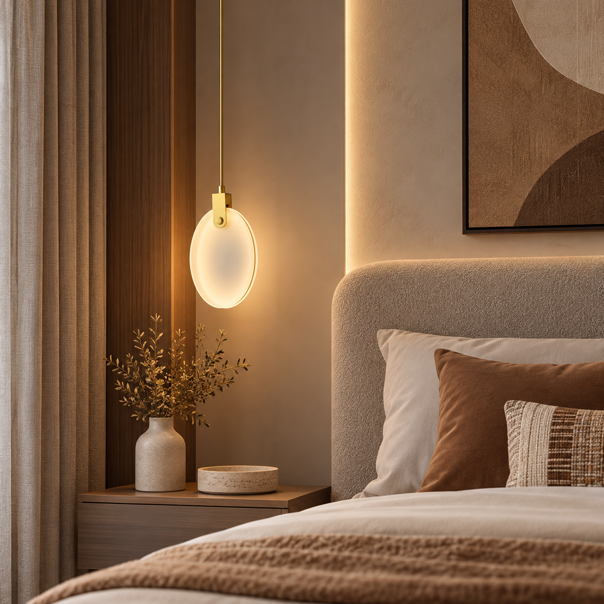 Suspension Clay ronde effet marbre naturel