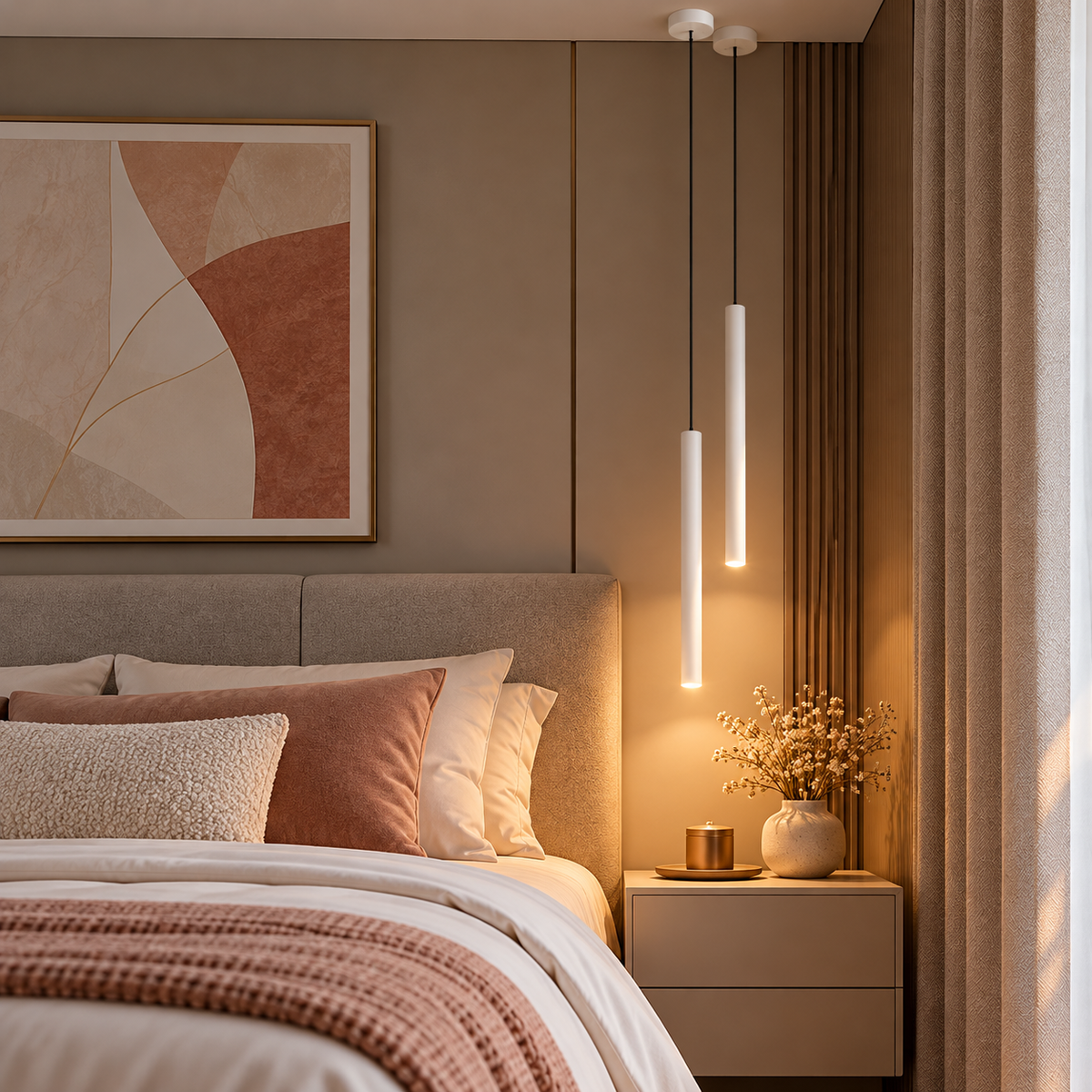 Suspension Slim cylindrique à Led intégrée